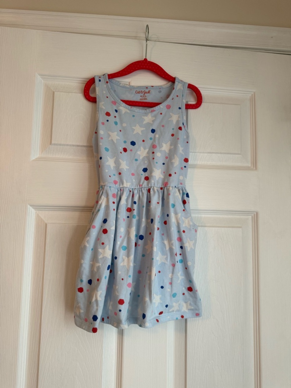 Cat & Jack Light Blue Star & Polka Dot Dress